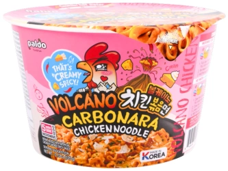 Danie makaron Ramyun Volcano Carbonara, ogniście ostry micha 105G Paldo