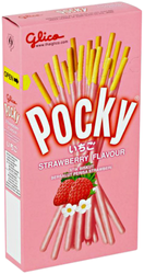 Pocky Strawberry, paluszki zbożowe truskawkowe 38g Glico