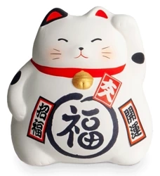 Maneki Neko skarbonka figurka japoński biały kot szczęścia 9cm