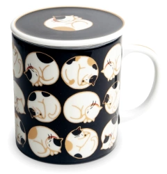 Porcelanowy kubek do herbaty z filtrem białe Kotki 300ML Jewel Japan