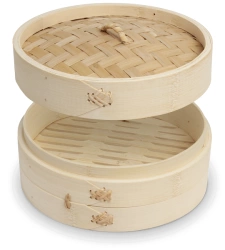 Parowar bambusowy okrągły, dwupiętrowy 25 cm