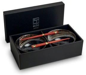 Zestaw misek do udonu czarno-szarych Ansen 4 el Edo Japan