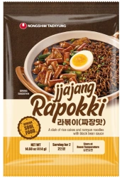 Danie kluski ryżowe z makaronem Ramen Jjajang Rapokki z sosem z czarnej fasoli 414G Nongshim