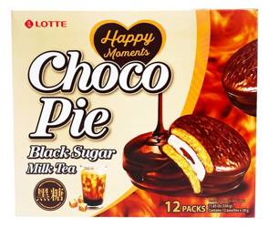 Choco Pie black sugar milk tea, ciastko biszkoptowe z pianką 28g x 12szt Lotte