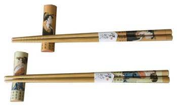 Zestaw drewnianych pałeczek z podstawkami Gift Box Geisha 22,5cm Golden Turtle